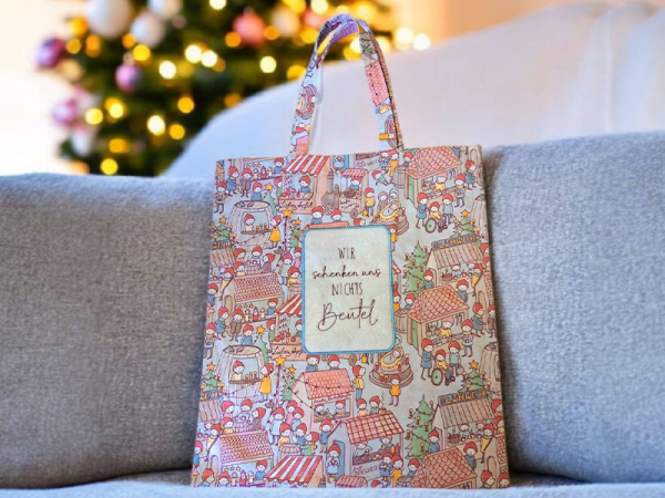 Wir schenken uns nichts Beutel Spruch - redwork Stickdatei